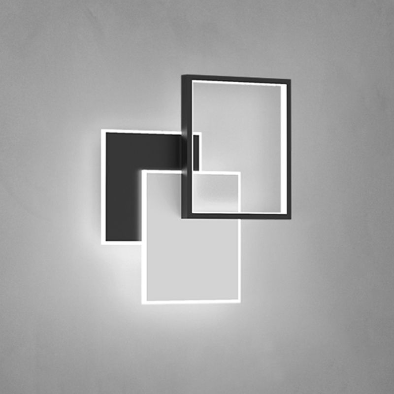 Black Contemporary Metal LED Wall Mounted Lighting 1-Light Wall Sconce for Bedroom