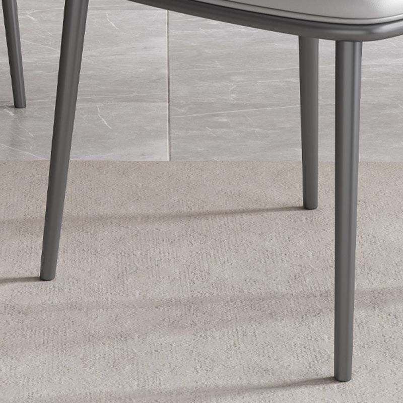Modern Indoor Side Chair with Grey Metal Legs Faux Leather Dining Chair for Home