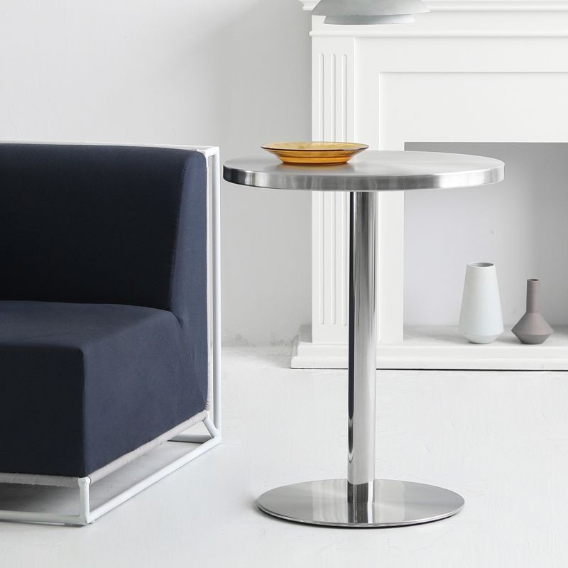 Industrial Dining Room Table Stainless Steel Table with Pedestal Table for Home Kitchen Dinner