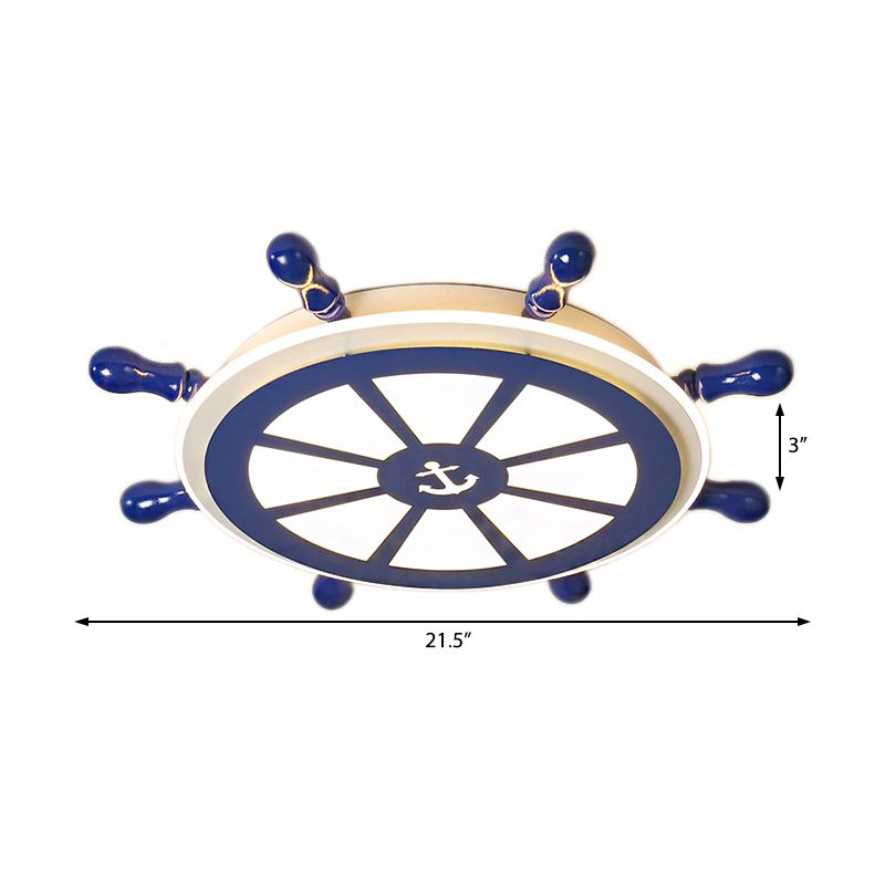 Rudder LED plafonnier en acrylique de style nautique en bleu pour salle à manger