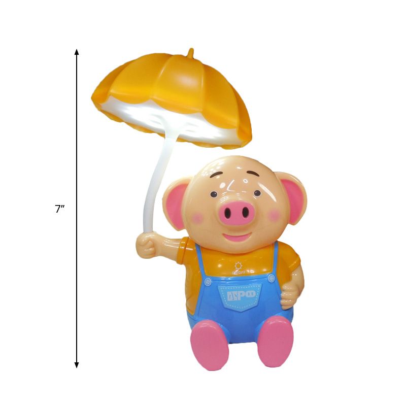 Kids Umbrella Desk Light with Piggy 1 Head Plastic Table Light for Child Bedroom