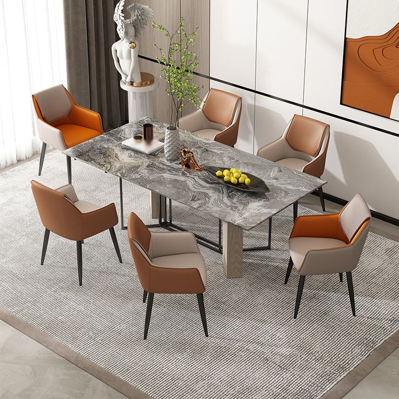Silla de comedor con respaldo sólido y acabado mate de cuero moderno para sala de estar