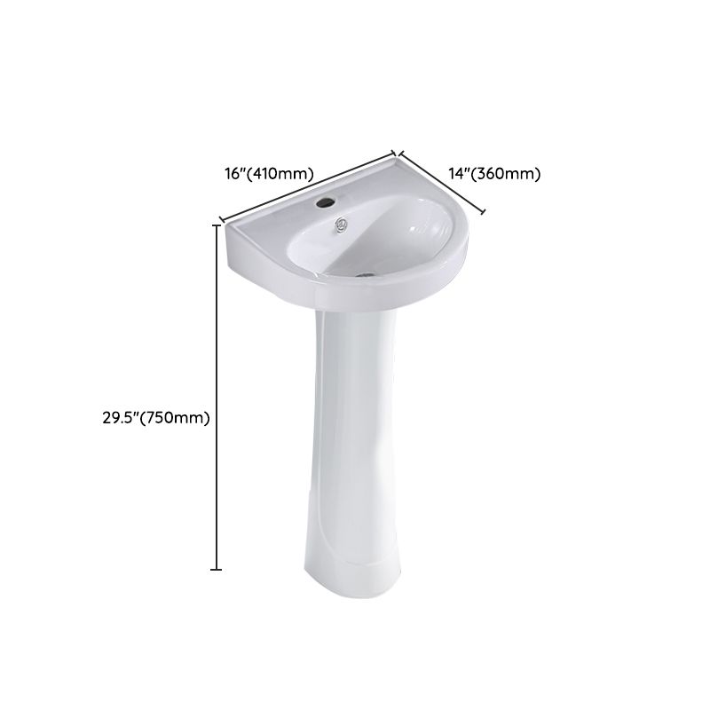 Square Pedestal Sink Ceramic Metal Ground Installation Bathroom Sink