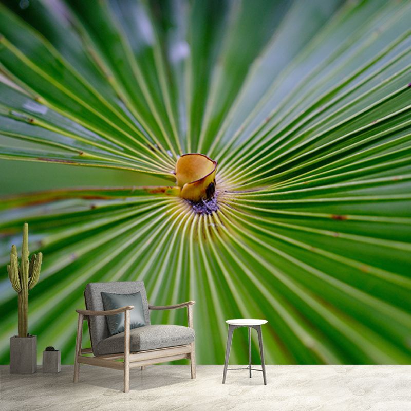 Tropical Palm Leaves Mural Soft Color Stain Resistant Wall Art for Living Room