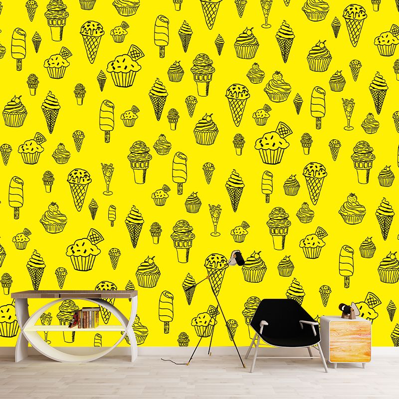 Customized Illustration Dessert Mural Wallpaper Commerce Shop Decoration