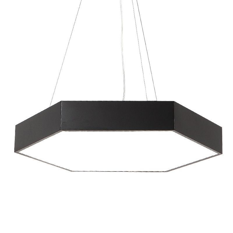 Metall sechseckiger Anhänger Deckenleuchte Einfachheit Schwarzes LED Hanges Licht mit Acryldiffusor