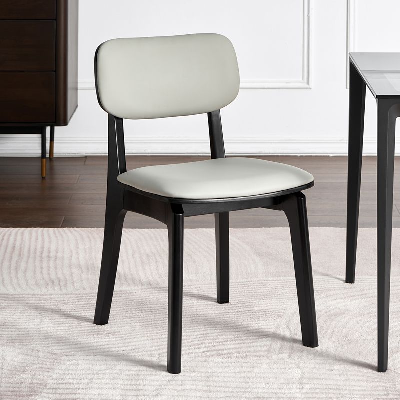 Silla de comedor de madera contemporánea, sillas de comedor de cuero para uso doméstico (juego de 2)
