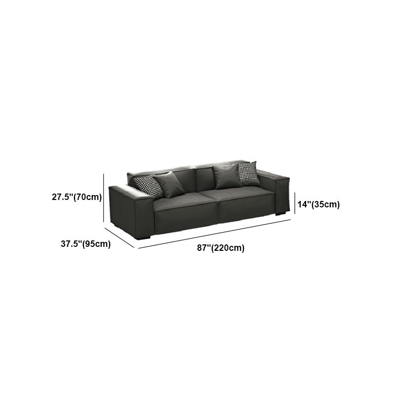 Grey Faux Leather Contemporary Square Arm Sofa Stain Resistant Standard Sofa