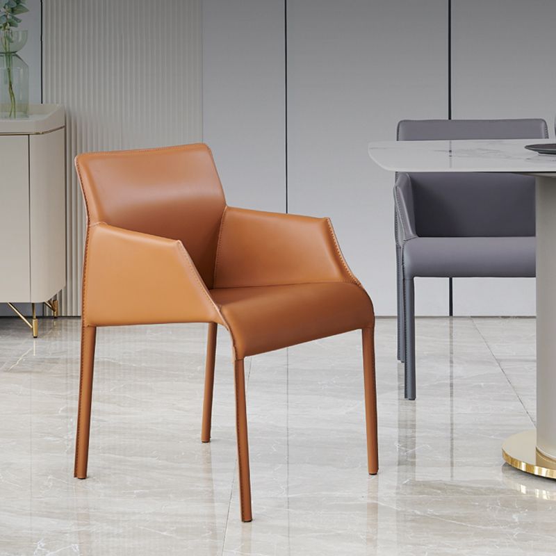 Faux Leather Arm Dining Chairs Orange and Dark grey Side Chair