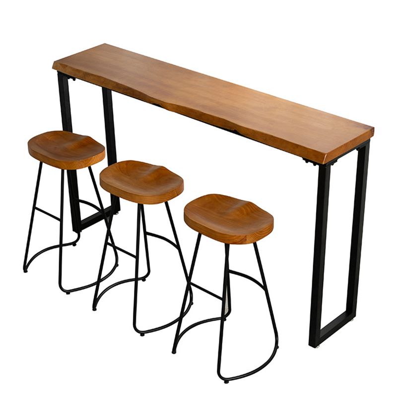 Industrial Style Rectangle Bar Table 1/2/3/4 Pieces Wood Bar Table Set for Kitchen