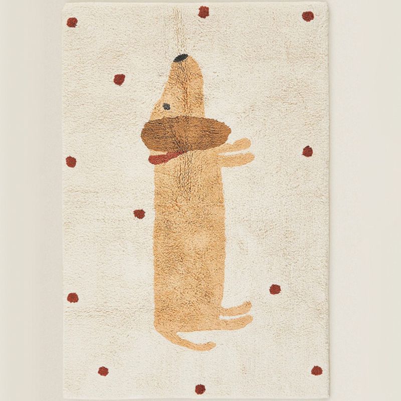 Soft Animals Area Rug Khaki Kids Indoor Rug Polyester Non-Split Backing Carpet for Bedroom