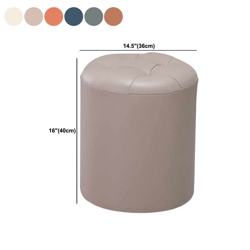 Modern Pouf Ottoman Genuine Leather Upholstered Tufted Stain Resistant Solid Color Ottoman