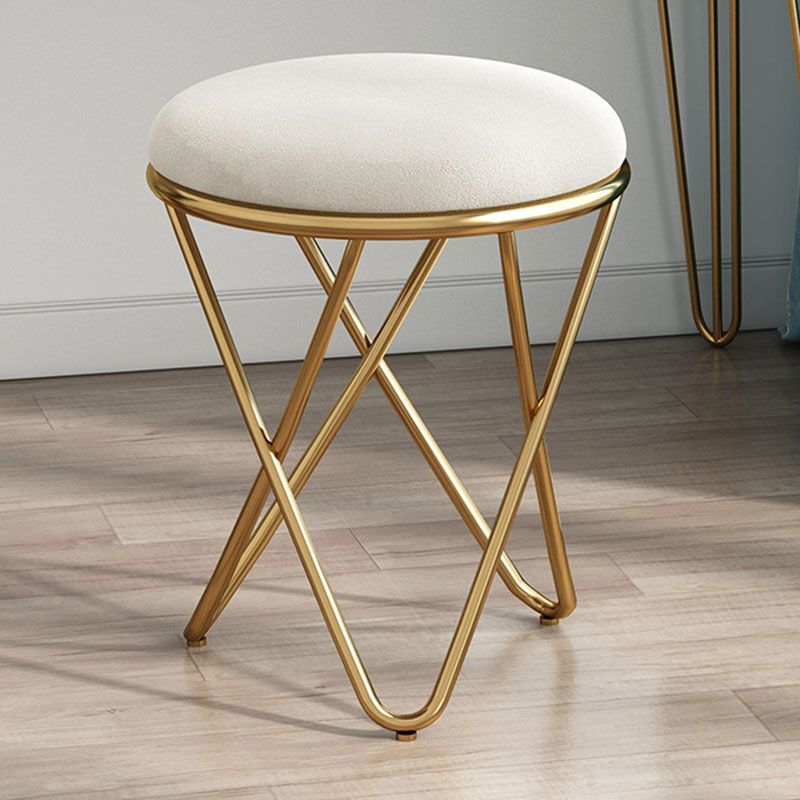 Solid Color Fabric Standard Stool Modern Style Simple Round Cushion Stool