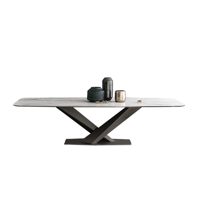 Stone Dining Table Traditional Luxury Dining Table with Pedestal Base