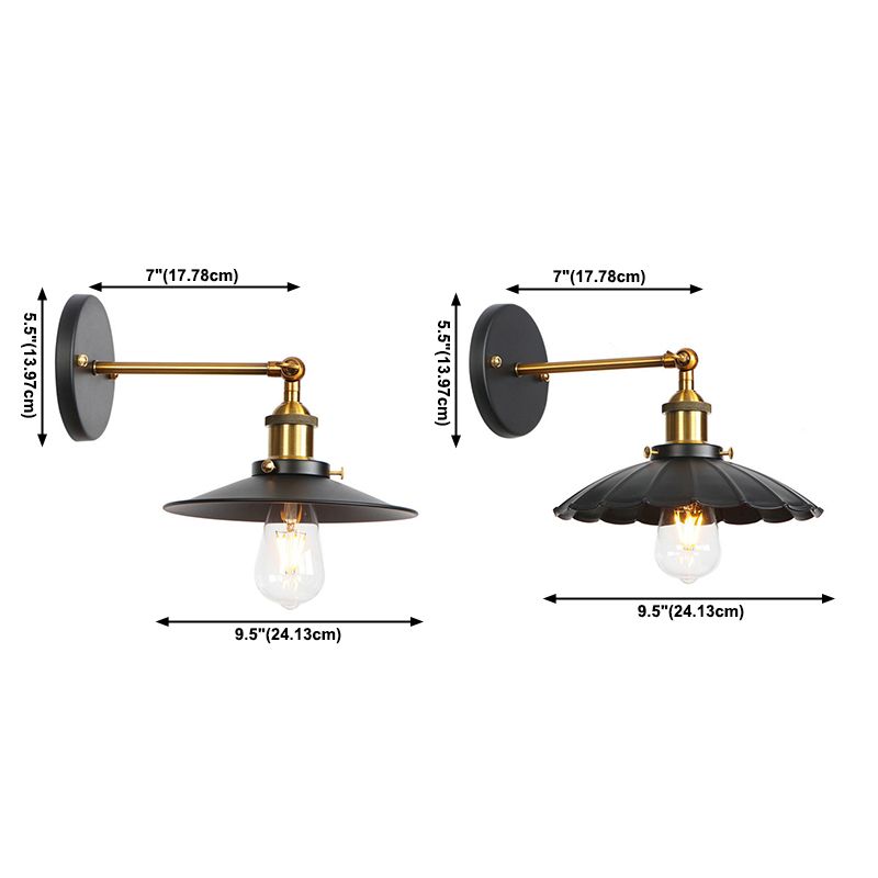 Retro Style Geometric Wall Light Metal Shade Black Wall Sconce for Restaurant