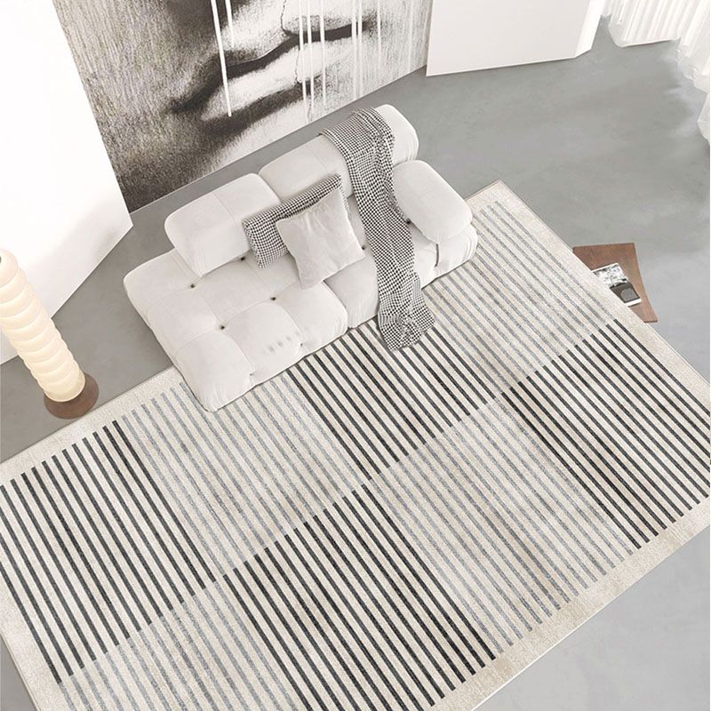 Minimalist Stripe Printed Carpet Leisure Polyester Area Rug Anti-Slip Backing Rug for Living Room