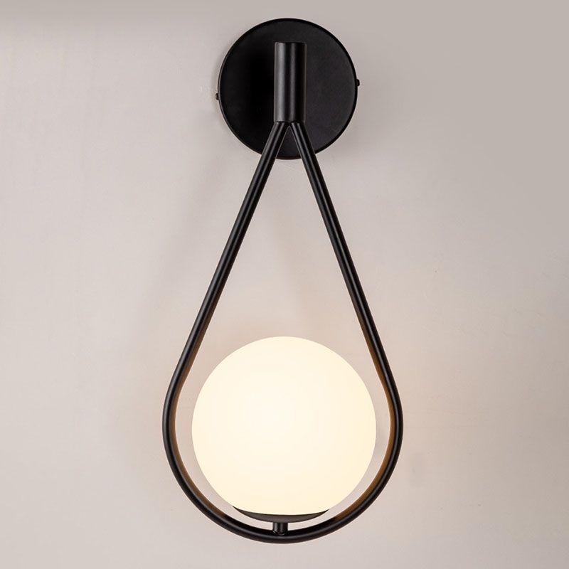 Globe Glass Wall Sconce in Modern Simplicity Wrought Iron Wall Lamp for Interior Spaces