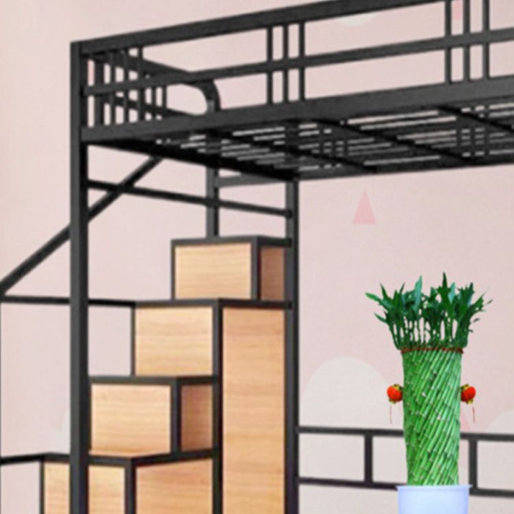 Metal Loft Bed Contemporary Kids Bed with Open Frame Headboard