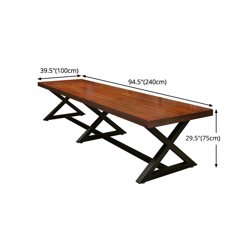 Mesa de madera de pino industrial para mesa de comedor rectangular de restaurantes con base de caballete