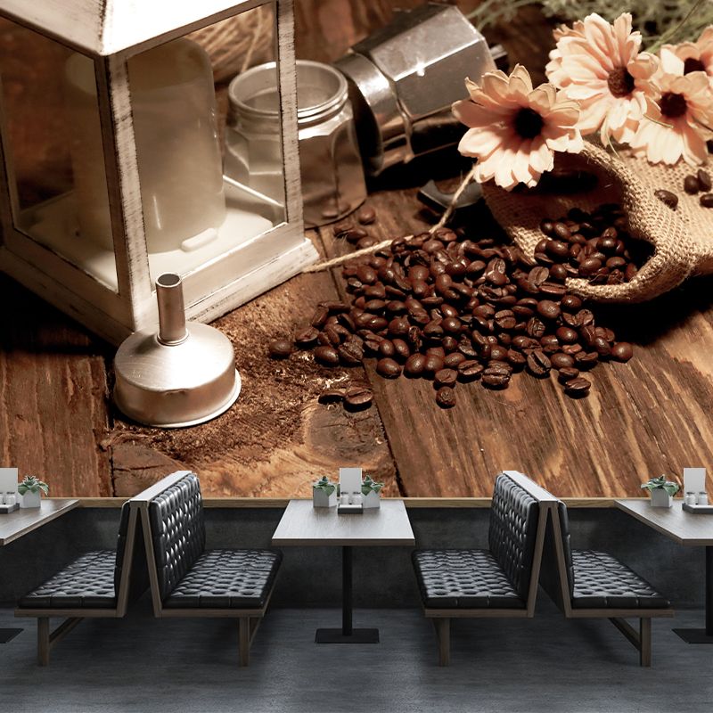 Coffee Beans Mural Eco-friendly Wallpaper Commercial Use Coffee Shop Decoration