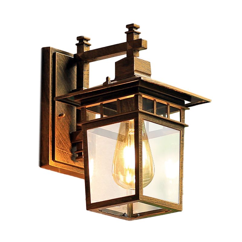 Finition de café 1 tête de mur d'éclairage d'éclairage country pavillon de lampe murale en métal avec une teinte en verre transparent, 8,5 "/ 11" de largeur