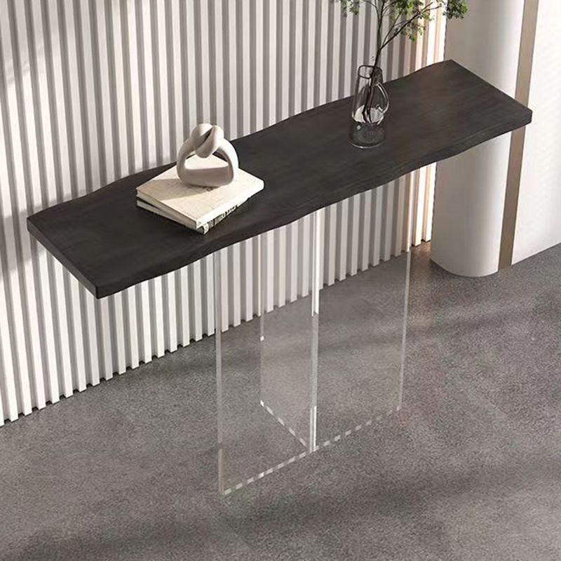 Rectangle Shape Contemporary Console Table Pine Console Sofa Table in Natural/Black