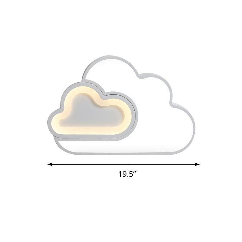 Lámpara de techo acrílica contemporánea con montaje en techo LED de nube plana en blanco para dormitorio de niños
