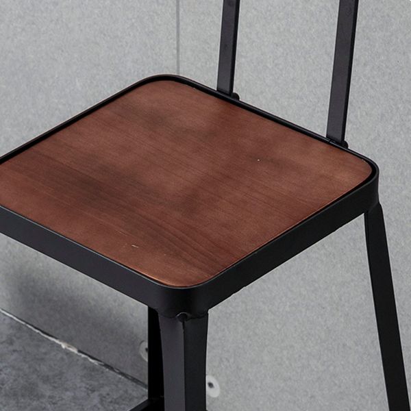 Industrial Style Wood Top Barstool Indoor Black 4 Legs Bar Stool for Coffee Shop