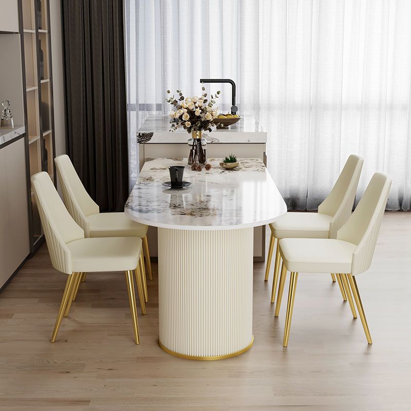 Metal Traditional Luxury Free Form Indoor Table Sintered Stone Table for Dining Room