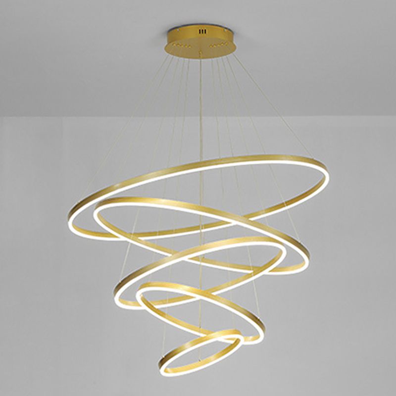 Living Room LED Chandelier Pendant Light Simplicity Chandelier Light Fixture with Circles Metal Shade
