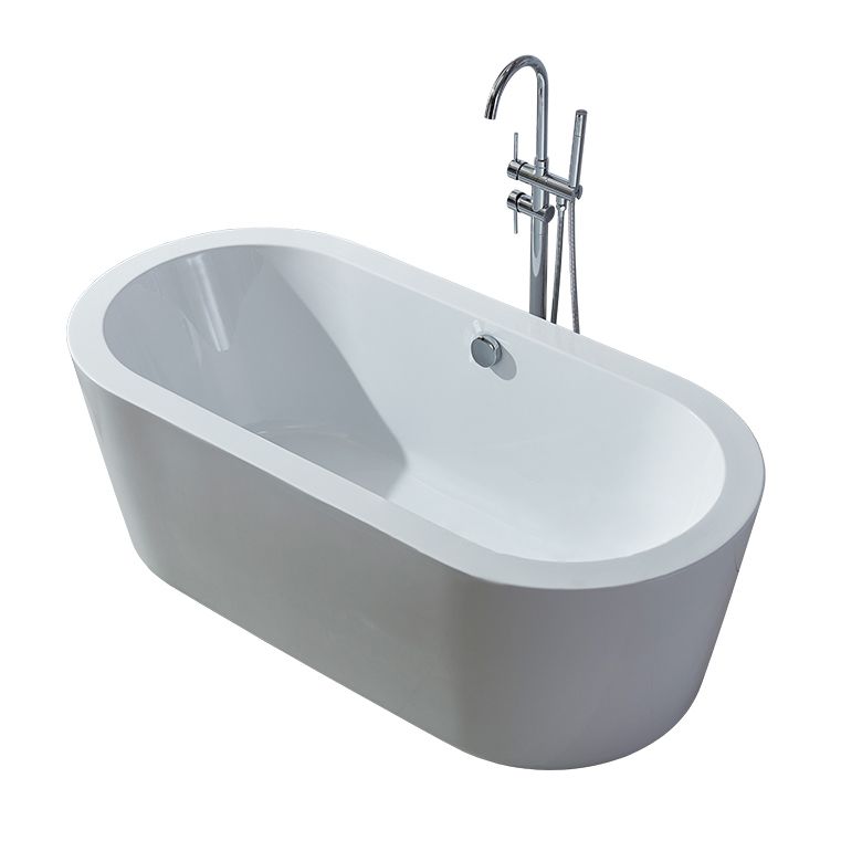 Modern Oval Stand Alone Bath Back to Wall Acrylic Soaking Bathtub