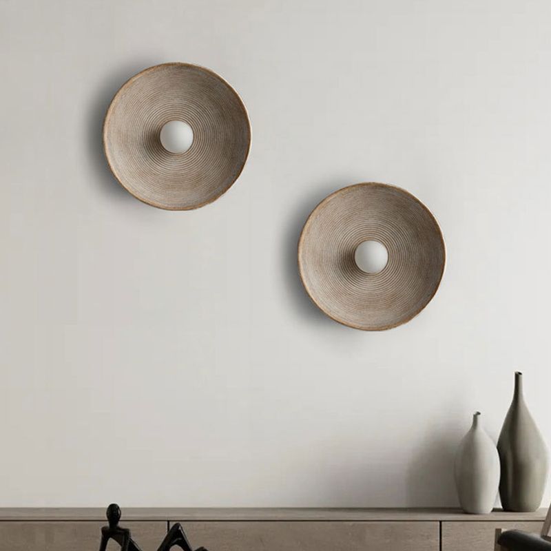 Single Contemporary Brown/White Round Shape LED Bathroom Vanity Light