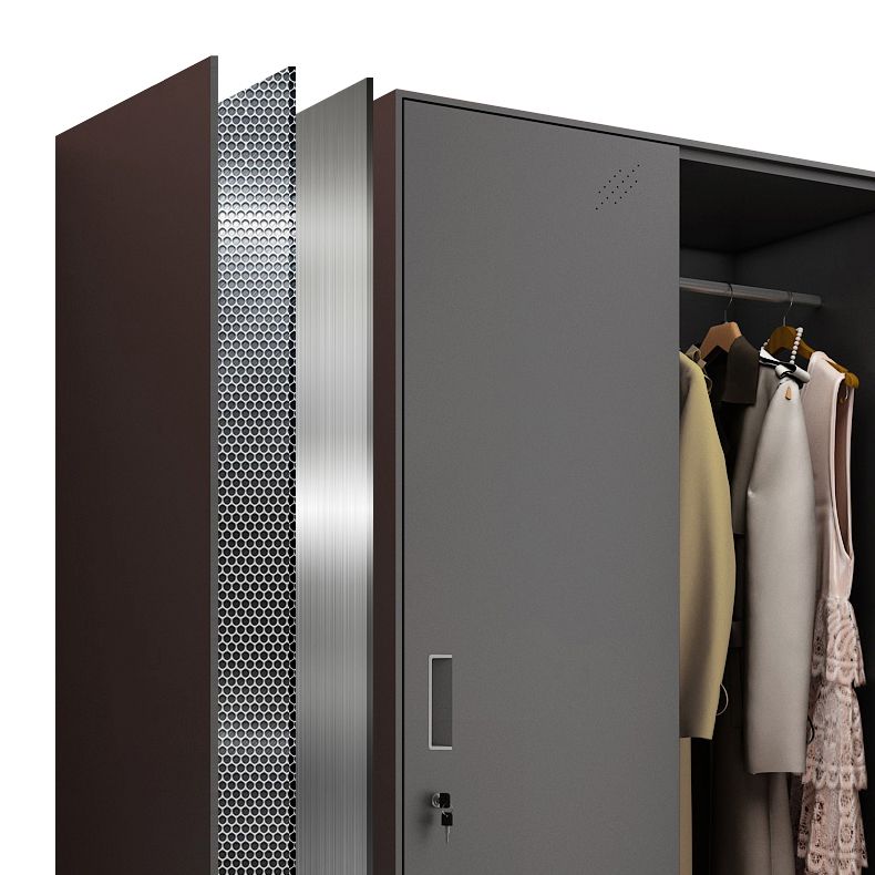 Metal Industrial Cabinet with Hinged Door Black Steel Storage Cabinet for Home