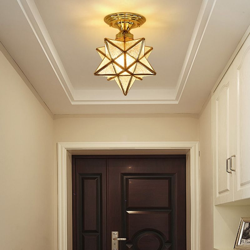 Glass Star Semi Flush Mounting Iluminación Vintage Aisle Techo de techo de montaje de montaje en oro