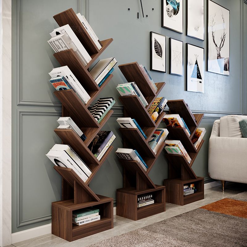 Manufactured Wood Corner Bookshelf Modern Closed Back Vertical Bookcase