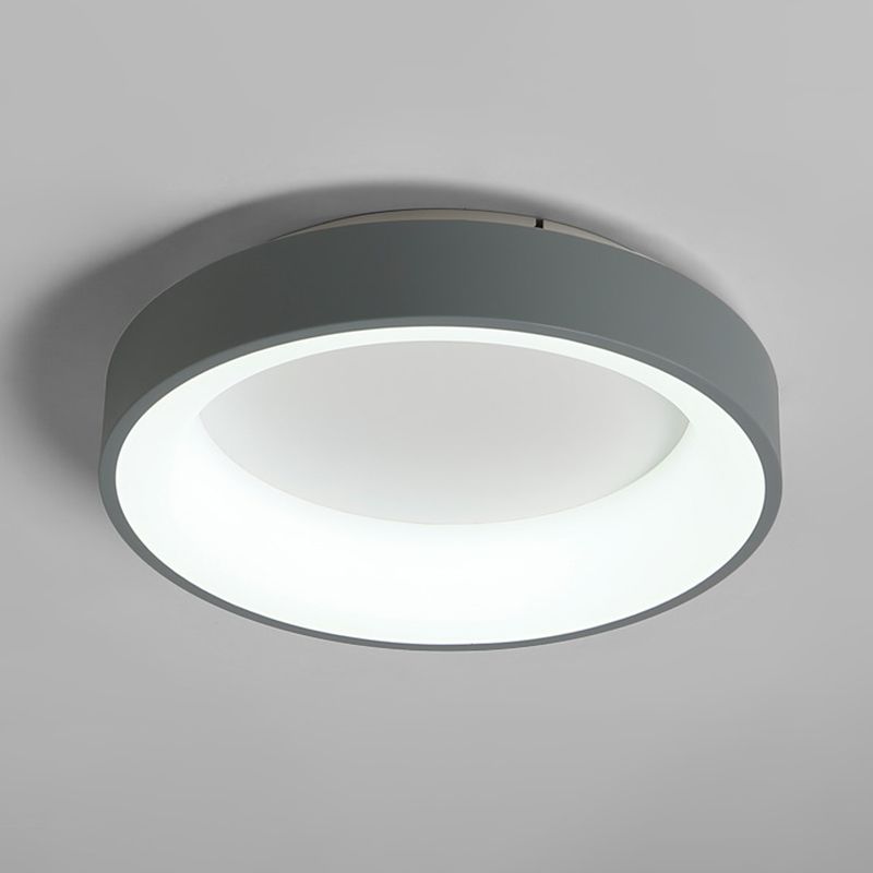 Round Flush Mount Recessed Lighting Simple Acrylic White/Grey 16/19.5 Inch W LED Ceiling Fixture with Hollow Design, Warm/White Light