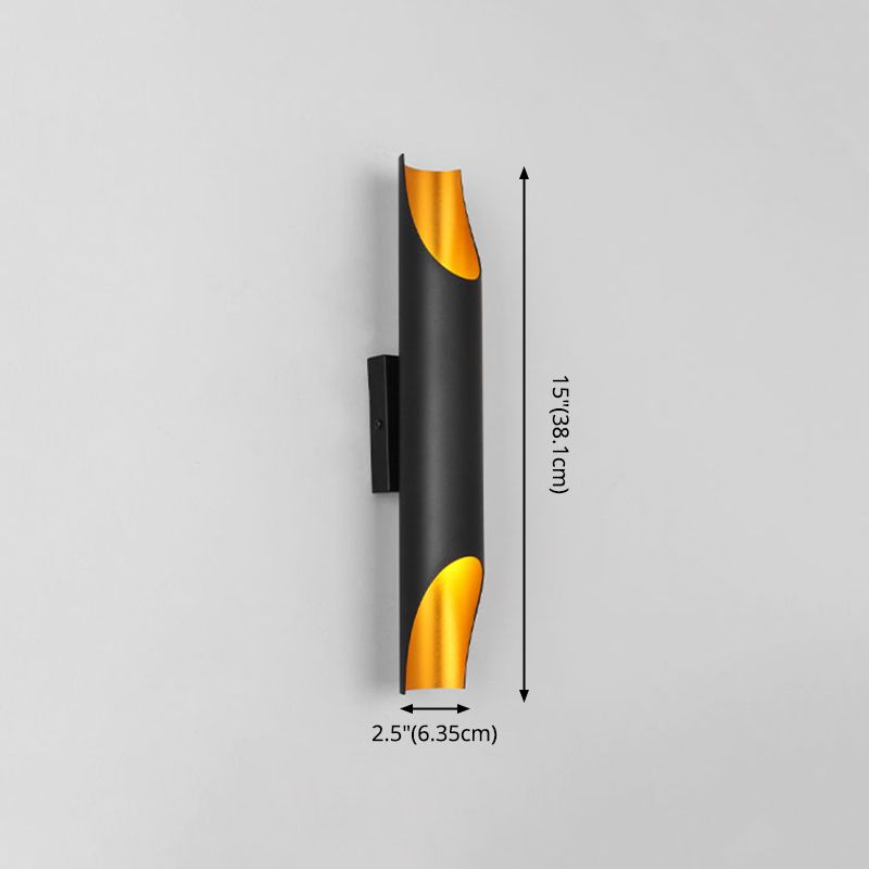 Luz de pared cilindroide negra y dorada en lámpara de pared de aluminio lacado en estilo creativo moderno
