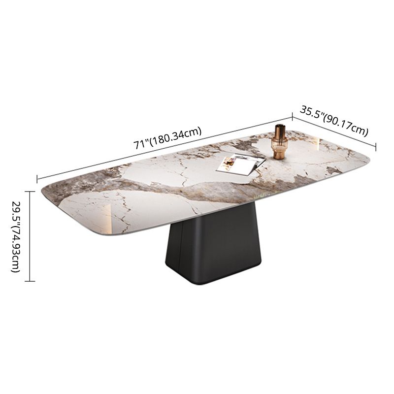 Modern de mesa de piedra sinterizada de 5/7 con mesa de comedor de mesa rectangular con sillas de cuero de tela