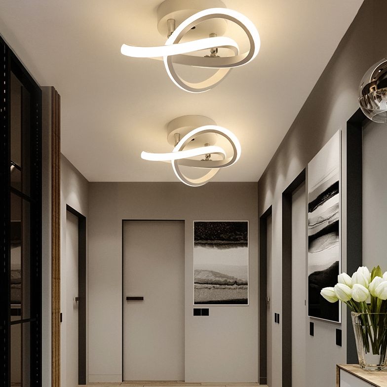 Twisted Semi Flush Mount Lighting Contemporary Metal Ceiling Light Fixtures for Hallway