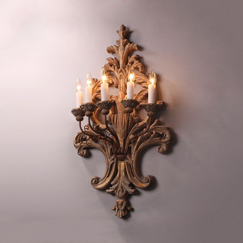5 lumières Candle Ponce Light Vintage Wood Finis