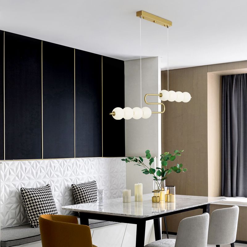 Modern Style Spherical Shape Island Lights Glass 8 Light Island Lighting in Gold