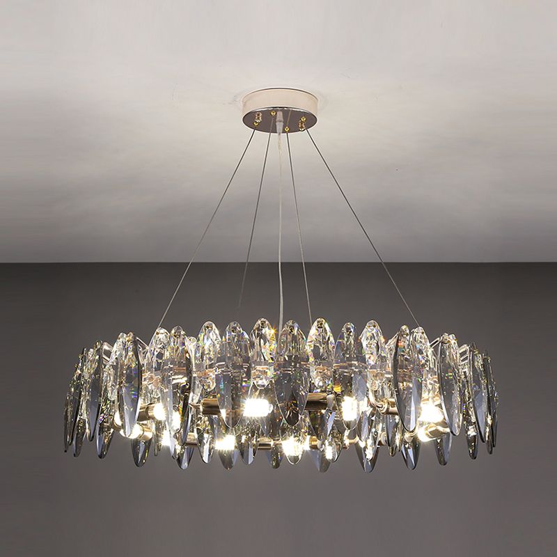 Modern Style Wheel Shape Pendant Chandeliers Crystal Chandelier Lights in Grey