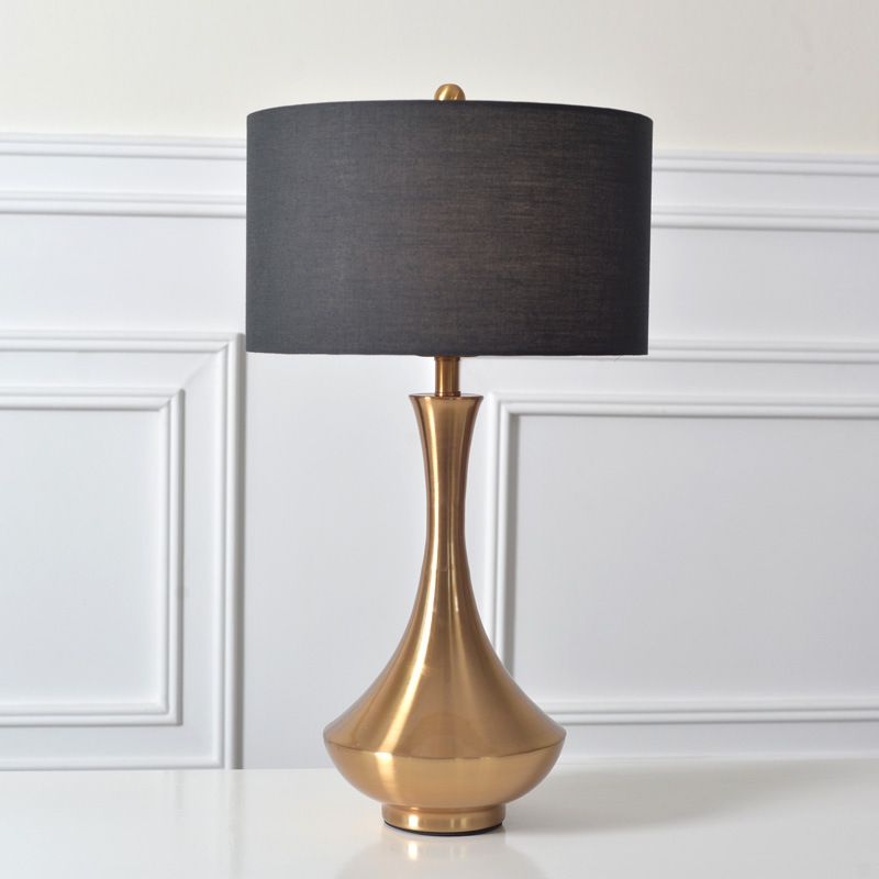 Grau/schwarzer Zylinderstudie Lampe Traditionelle Stoff 1 Kopflesebuchlicht mit Silber/Gold -Glas Basis