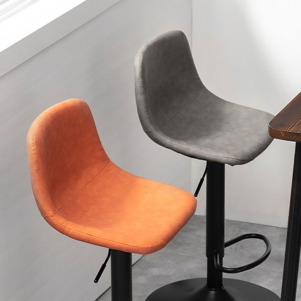 Scandinavian Metal Barstool Faux Leather Low Back Counter Stool