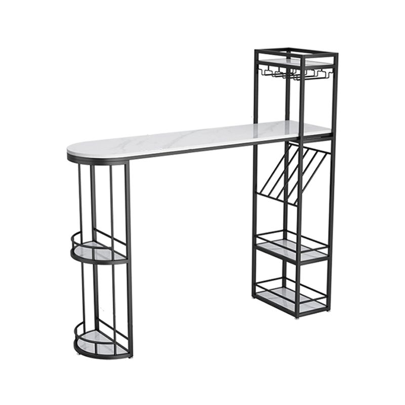 Iron Storage Base Bar Table Modern Free Form Bar Table with Wine Glass Holders