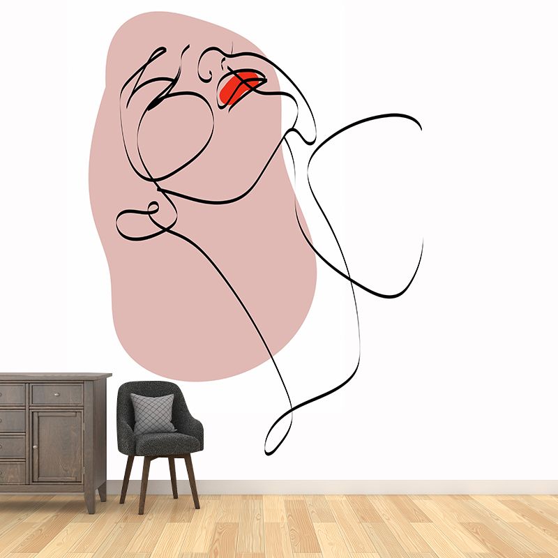 Line Art Mildew Resistant Wallpaper Illustration Sleeping Room Wall Mural