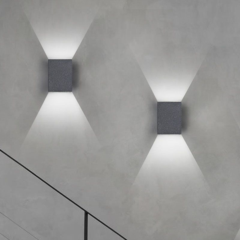 Cuboid Wall Light Farmture Moderne 1-licht grijze wandlamp met cementschaduw