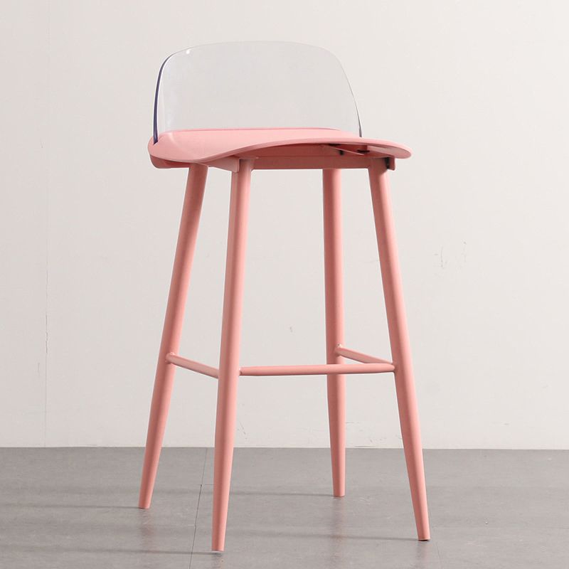 Modern Armless Backrest Counter Stool Iron Kitchen Bar Stool with Acrylic Seat and Pedal