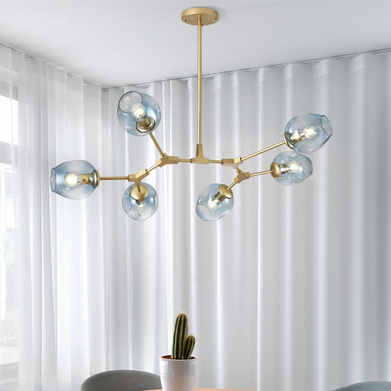 Nordic Modern Chandelier Light Dining Room Glass Shade Hanging Light Fixture