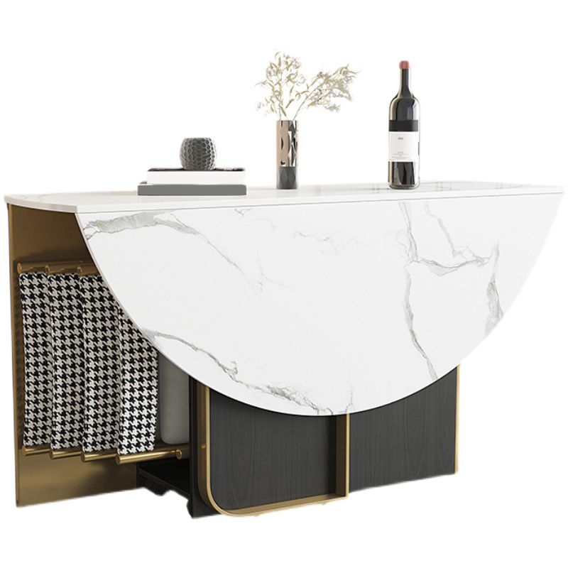 Modern Dining Set 1/3/7 Pcs Sintered Stone Top Dining Table with Folding Chairs